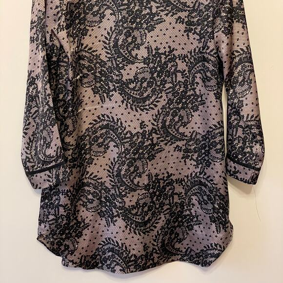 In Bloom 8 long sleeve pajama top button up cottagecore floral polka dot black - Picture 7 of 7